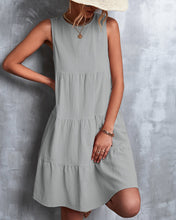 Load image into Gallery viewer, Siobe - A-Linie ärmelloses Kleid in Volltonfarbe
