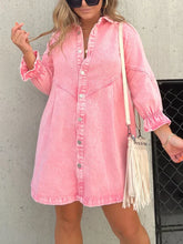 Load image into Gallery viewer, Wilma - Rosa Denim Hemd Kleid