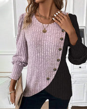 Load image into Gallery viewer, Pauline - Modischer Zweifarbiger Pullover mit Knöpfen