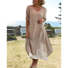 Load image into Gallery viewer, Lenja - Asymmetrisches Kurzarmkleid mit V-Ausschnitt