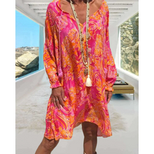 Load image into Gallery viewer, Felly - Langärmeliges Knielanges Kleid mit Druck