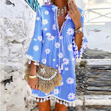 Load image into Gallery viewer, BohoBloom - Mini bohemien jurkje met kwastjes