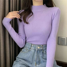 Load image into Gallery viewer, Damen Rollkragenpullover Koreanische Version Neue Gestrickte Pullover Herbst Winter Oberteile Schlanke Damen Pullover Weich Warm Ziehen