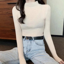Load image into Gallery viewer, Damen Rollkragenpullover Koreanische Version Neue Gestrickte Pullover Herbst Winter Oberteile Schlanke Damen Pullover Weich Warm Ziehen