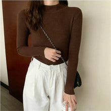 Load image into Gallery viewer, Damen Rollkragenpullover Koreanische Version Neue Gestrickte Pullover Herbst Winter Oberteile Schlanke Damen Pullover Weich Warm Ziehen