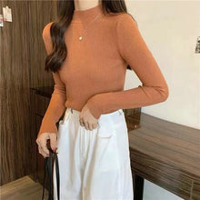 Load image into Gallery viewer, Damen Rollkragenpullover Koreanische Version Neue Gestrickte Pullover Herbst Winter Oberteile Schlanke Damen Pullover Weich Warm Ziehen