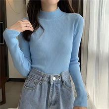 Load image into Gallery viewer, Damen Rollkragenpullover Koreanische Version Neue Gestrickte Pullover Herbst Winter Oberteile Schlanke Damen Pullover Weich Warm Ziehen
