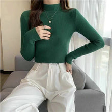 Load image into Gallery viewer, Damen Rollkragenpullover Koreanische Version Neue Gestrickte Pullover Herbst Winter Oberteile Schlanke Damen Pullover Weich Warm Ziehen