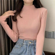 Load image into Gallery viewer, Damen Rollkragenpullover Koreanische Version Neue Gestrickte Pullover Herbst Winter Oberteile Schlanke Damen Pullover Weich Warm Ziehen