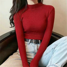 Load image into Gallery viewer, Damen Rollkragenpullover Koreanische Version Neue Gestrickte Pullover Herbst Winter Oberteile Schlanke Damen Pullover Weich Warm Ziehen