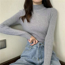 Load image into Gallery viewer, Damen Rollkragenpullover Koreanische Version Neue Gestrickte Pullover Herbst Winter Oberteile Schlanke Damen Pullover Weich Warm Ziehen