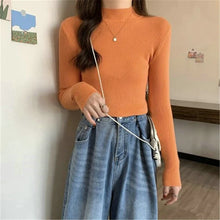 Load image into Gallery viewer, Damen Rollkragenpullover Koreanische Version Neue Gestrickte Pullover Herbst Winter Oberteile Schlanke Damen Pullover Weich Warm Ziehen