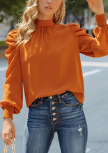 Load image into Gallery viewer, Sabrina - Braune Puffärmel-Bluse