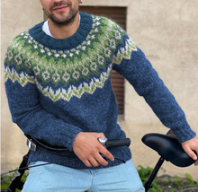 Load image into Gallery viewer, Chito - Vintage Strick-Jacquard-Pullover mit Rundhalsausschnitt