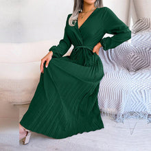 Load image into Gallery viewer, Mariluz - Mode plissiert V-Ausschnitt langes Kleid für Sommer