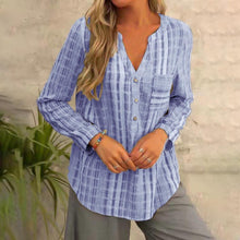 Load image into Gallery viewer, Divina - Gestreifter V-Ausschnitt Bluse