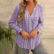 Load image into Gallery viewer, Divina - Gestreifter V-Ausschnitt Bluse