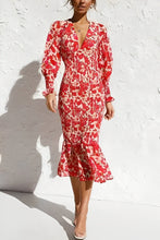 Load image into Gallery viewer, Rosal - Floraler Bischofsärmel Midikleid