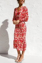 Load image into Gallery viewer, Rosal - Floraler Bischofsärmel Midikleid