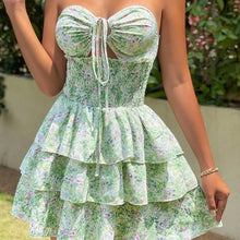 Load image into Gallery viewer, Ranessa - Röhrentop mit Blumendruck Kleid mit Schnürung