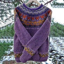 Load image into Gallery viewer, Louisa - Vintage isländischer Strick-Jacquard-Rundhalspullover