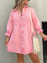 Load image into Gallery viewer, Wilma - Rosa Denim Hemd Kleid