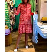Load image into Gallery viewer, Judith - Kleid mit V-Ausschnitt und Blumendruck auf dem Revers