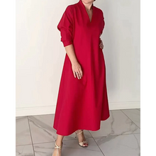 Load image into Gallery viewer, Pandi - Rotes Frauen Elegantes V-Ring Kleid
