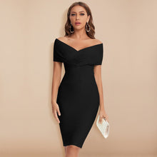 Load image into Gallery viewer, BEAUKEY 2020 Summer Women Sexy Off Shoulder V Neck HL Bandage Dress Green Bodycon Sheath Elegant Knee Length Party Club Vestido - Wolf Fashion