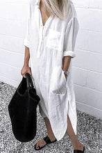 Load image into Gallery viewer, Nancy - Elegantes einfarbiges Hemdkleid mit Schlitz