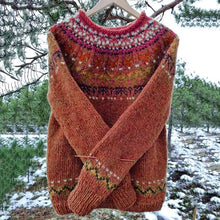 Load image into Gallery viewer, Louisa - Vintage isländischer Strick-Jacquard-Rundhalspullover