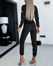 Load image into Gallery viewer, Fina - Denim Elastischer Shirt-Jumpsuit