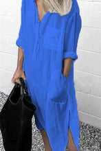Load image into Gallery viewer, Nancy - Elegantes einfarbiges Hemdkleid mit Schlitz