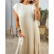 Load image into Gallery viewer, Remma - Ärmelloses, plissiertes, einfarbiges Kleid