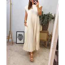 Load image into Gallery viewer, Remma - Ärmelloses, plissiertes, einfarbiges Kleid