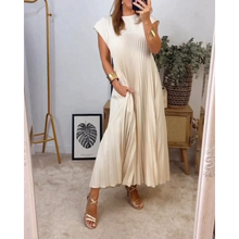 Load image into Gallery viewer, Remma - Ärmelloses, plissiertes, einfarbiges Kleid