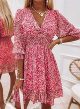 Load image into Gallery viewer, Cheenie - Blumiges Sommerkleid mit Puffärmeln
