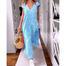 Load image into Gallery viewer, Anna - Langes Kleid mit V-Ausschnitt und Kurzen Ärmeln