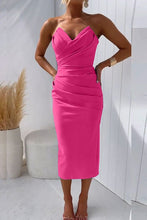 Load image into Gallery viewer, Grazia - Strapless midi feestjurk met split aan de achterkant
