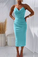Load image into Gallery viewer, Grazia - Strapless midi feestjurk met split aan de achterkant