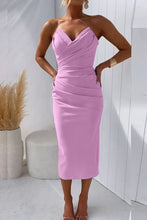 Load image into Gallery viewer, Grazia - Strapless midi feestjurk met split aan de achterkant