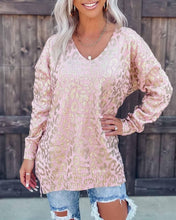 Load image into Gallery viewer, Melarey V Neck Leopard Sweater - Melarey Boutique