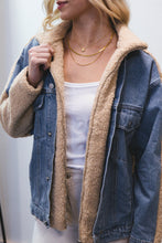 Load image into Gallery viewer, Alaiza - Kunstpelz-Jacke im Denim-Mix
