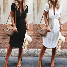Load image into Gallery viewer, Mariel - Sommerliches Freizeitkleid mit V-Ausschnitt und Knöpfen