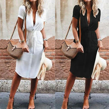 Load image into Gallery viewer, Mariel - Sommerliches Freizeitkleid mit V-Ausschnitt und Knöpfen