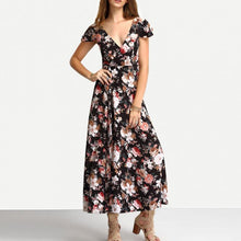 Load image into Gallery viewer, Friea - Das geblümte Kleid mit kurzen Ärmeln