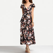 Load image into Gallery viewer, Friea - Das geblümte Kleid mit kurzen Ärmeln