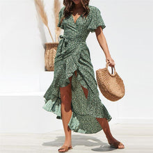 Load image into Gallery viewer, Hyzel - Kleid mit Rüschenärmel zum Binden in der Taille