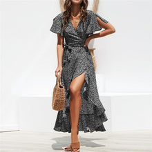 Load image into Gallery viewer, Hyzel - Kleid mit Rüschenärmel zum Binden in der Taille