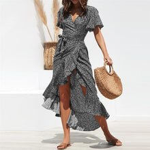 Load image into Gallery viewer, Hyzel - Kleid mit Rüschenärmel zum Binden in der Taille